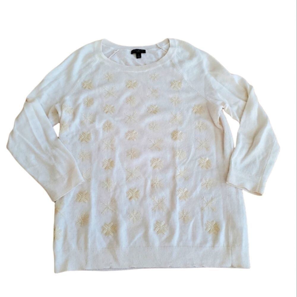 Talbots Lambswool Snowflake Sweater Petite